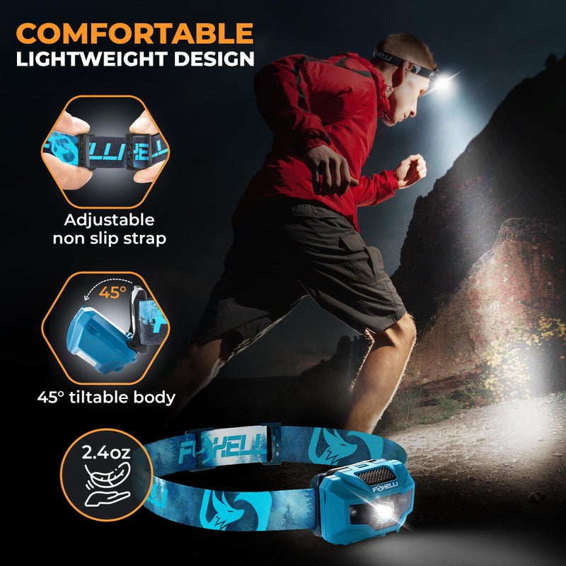 Foxelli USBâ€‘Câ€¯Rechargeable LED Headlampâ€¯â€“ Ultraâ€‘Light 2.4â€¯oz & Brightâ€¯180â€¯Lumensâ€¯â€“ Red/White Light, 5â€¯Modes, IPX5 Waterproof, 40â€¯h Runtime for Trail Running, Camping, Hiking - Image 4